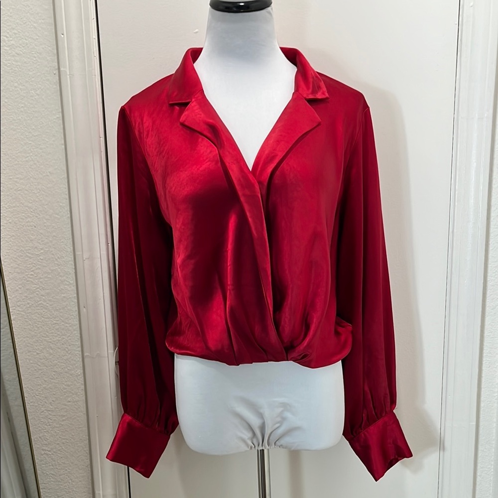 VICI Elegant Red Women's Long Sleeve Blouse Size Medium